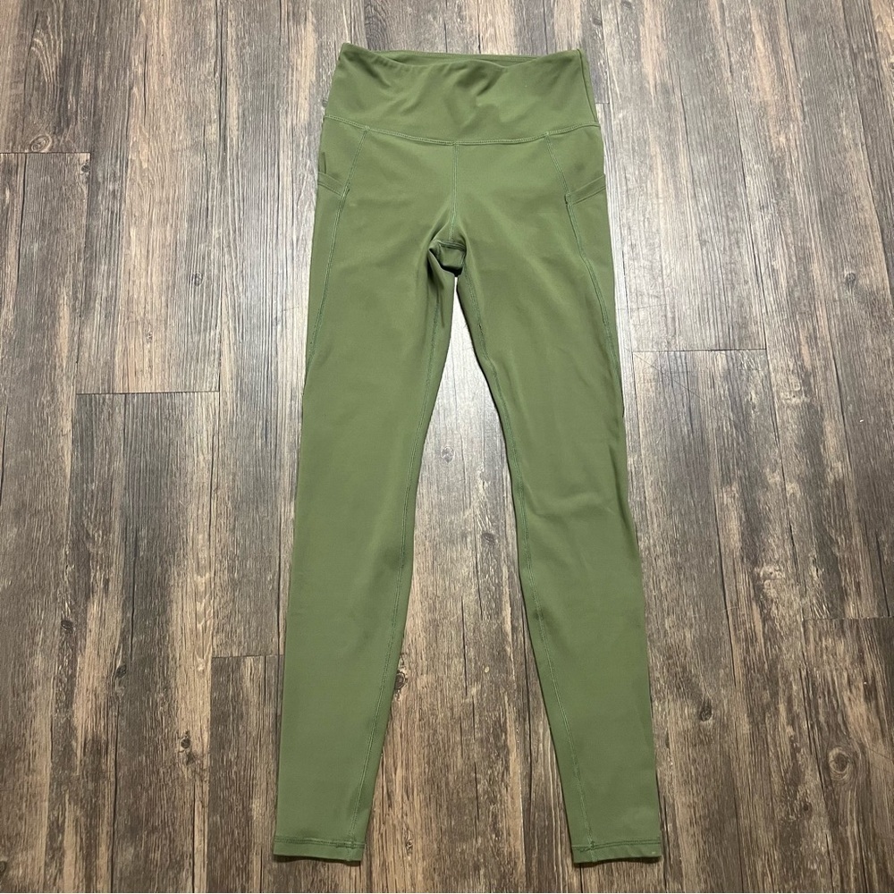Flo Activewear Kyla Military Green High-Waisted Women's Compression Leggings S View 5